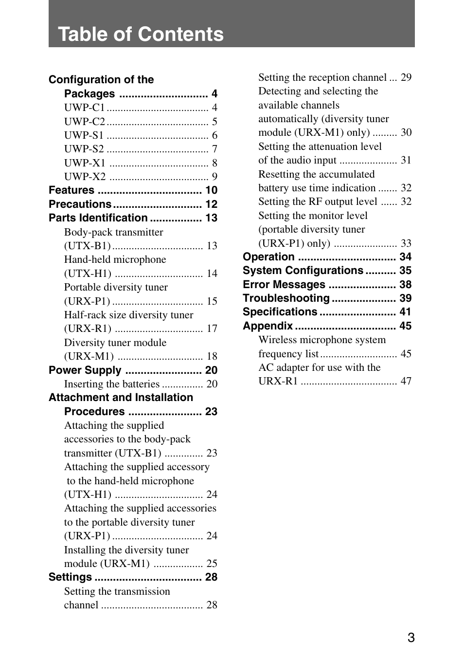 Sony UWP-C1/C2 User Manual | Page 3 / 48