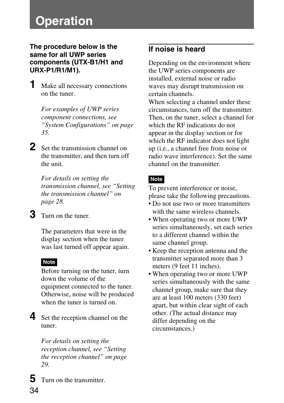 Operation | Sony UWP-C1/C2 User Manual | Page 34 / 48