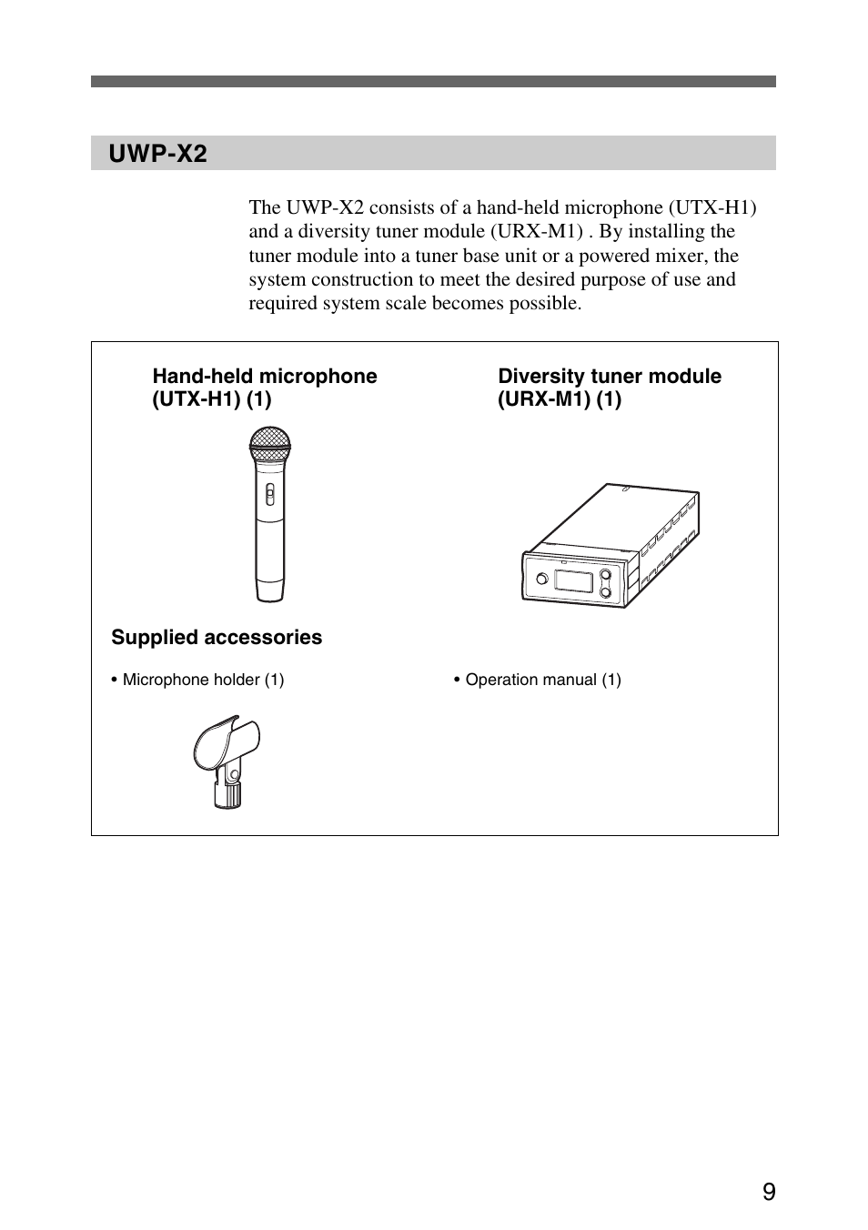 Uwp-x2, 9uwp-x2 | Sony UWP-C1/C2 User Manual | Page 9 / 48