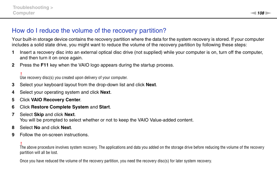 Sony VAIO VPCX11 User Manual | Page 108 / 137