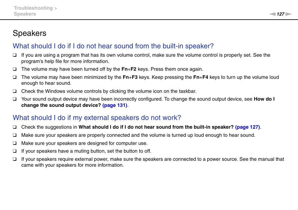 Speakers | Sony VAIO VPCX11 User Manual | Page 127 / 137