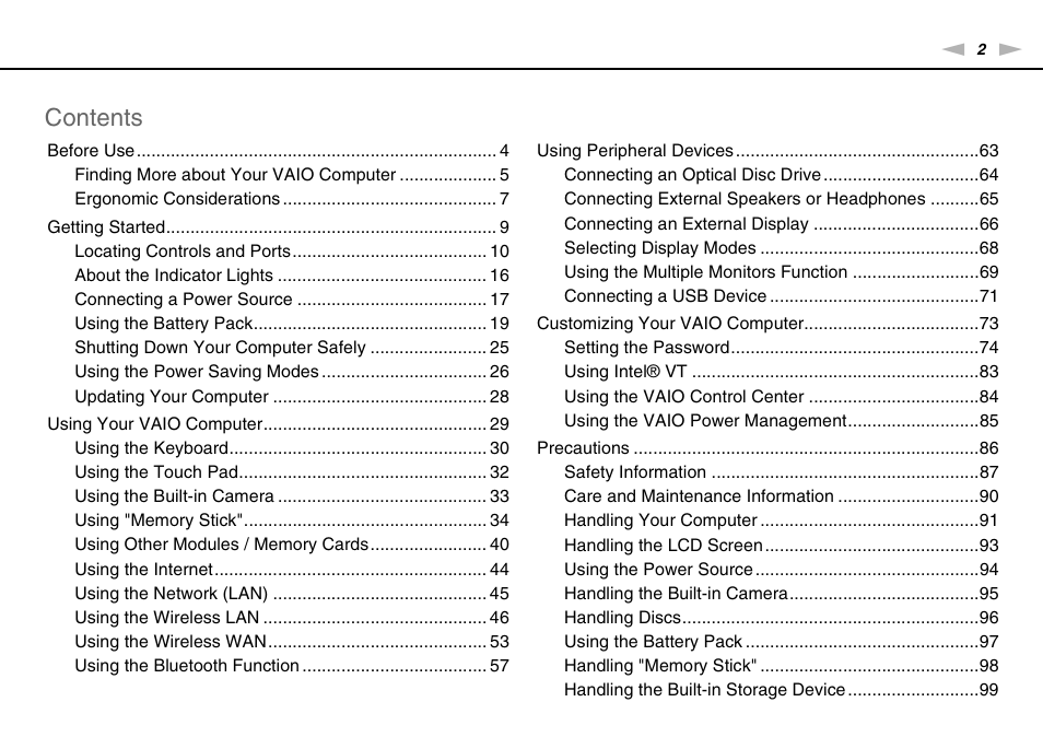 Sony VAIO VPCX11 User Manual | Page 2 / 137