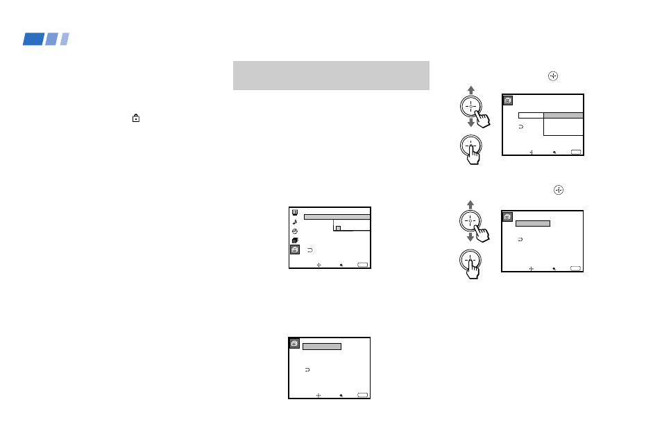 Selecting a custom rating in u.s.a, Selecting a custom rating in, U.s.a | Adjusting your set up (menus) (continued), Press enter to display the “password” screen | Sony KP 48V85 User Manual | Page 50 / 66