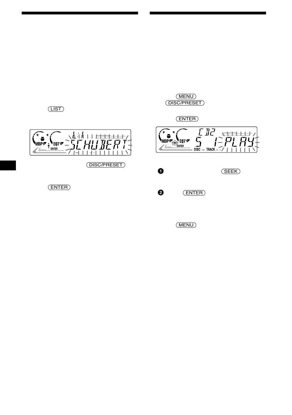 Locating a disc by name, Selecting specific tracks for playback, List-up | Bank, 20 locating a disc by name | Sony XR-CA610X User Manual | Page 20 / 28