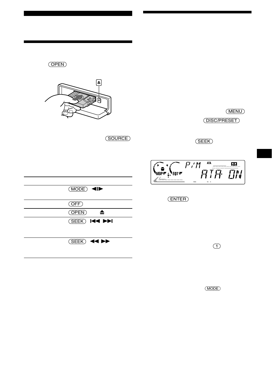 Cassette player, Listening to a tape, Playing a tape in various modes | Sony XR-CA610X User Manual | Page 9 / 28