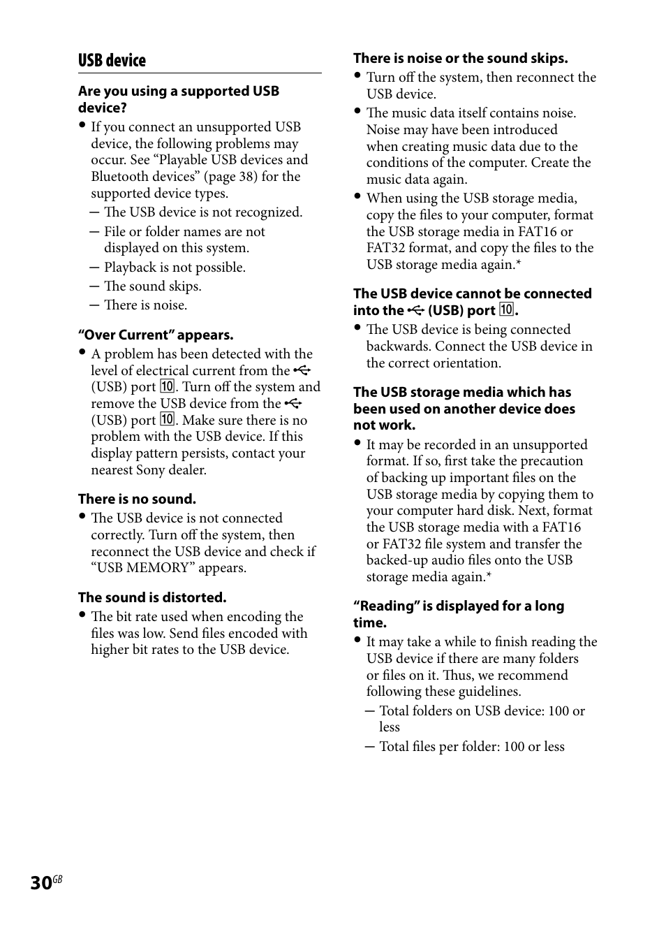 Usb device | Sony CMT-HX5BT User Manual | Page 30 / 40