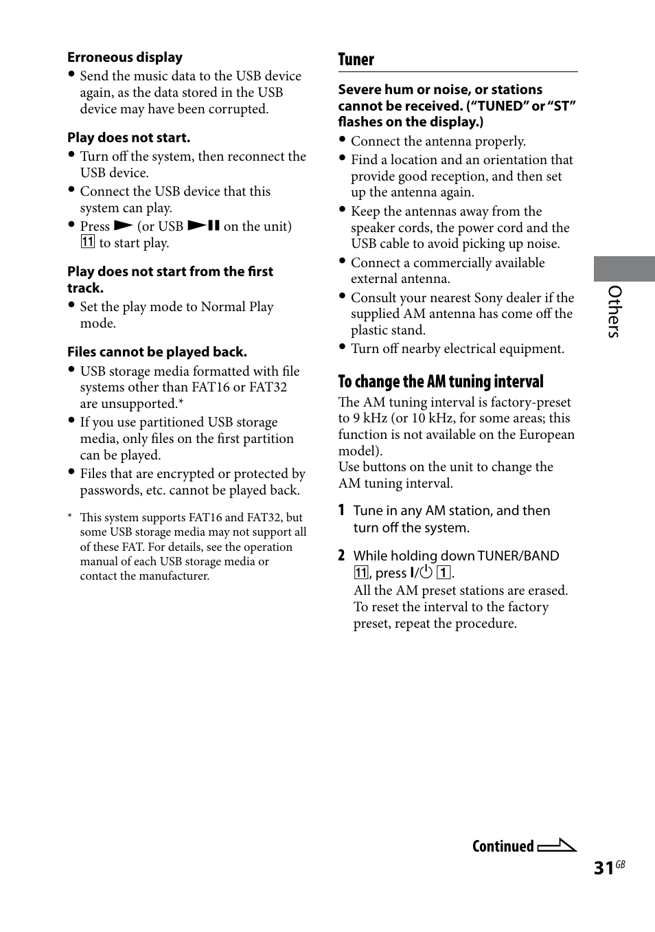 Others, Tuner | Sony CMT-HX5BT User Manual | Page 31 / 40