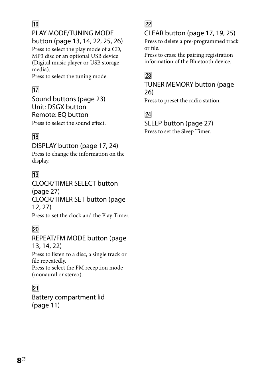 Sony CMT-HX5BT User Manual | Page 8 / 40