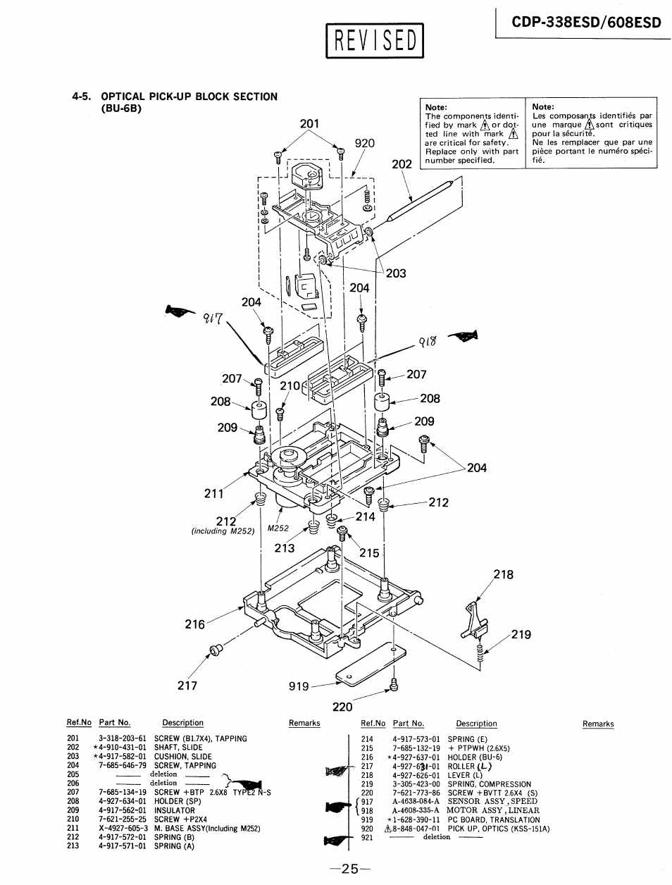 5. optical pick-up block section (bu-6b), 5. optical pick-up block section | Sony cdp 338esd User Manual | Page 15 / 20