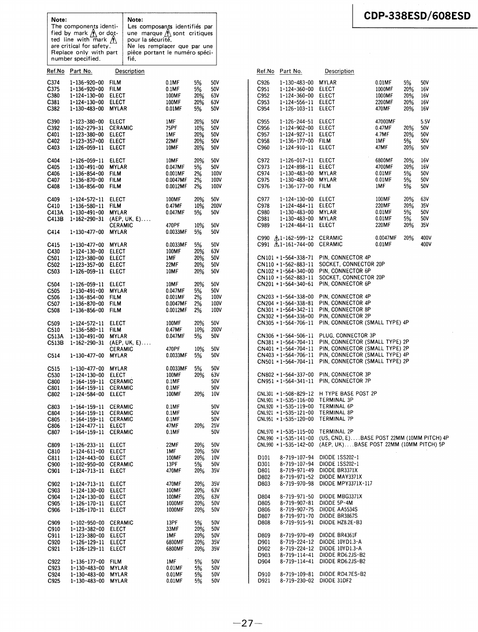2200mf | Sony cdp 338esd User Manual | Page 17 / 20