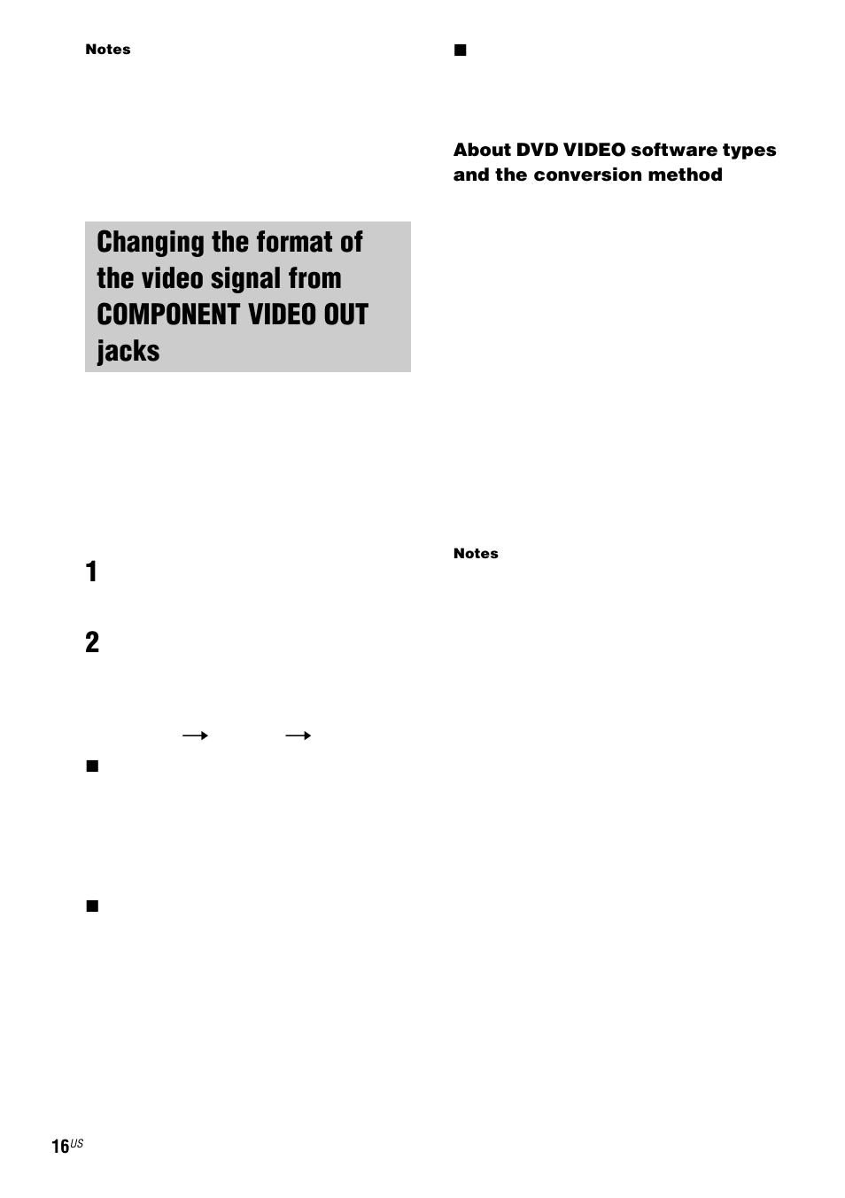 Changing the format of the video, Signal from component video out jacks | Sony FST-ZX100D User Manual | Page 16 / 96