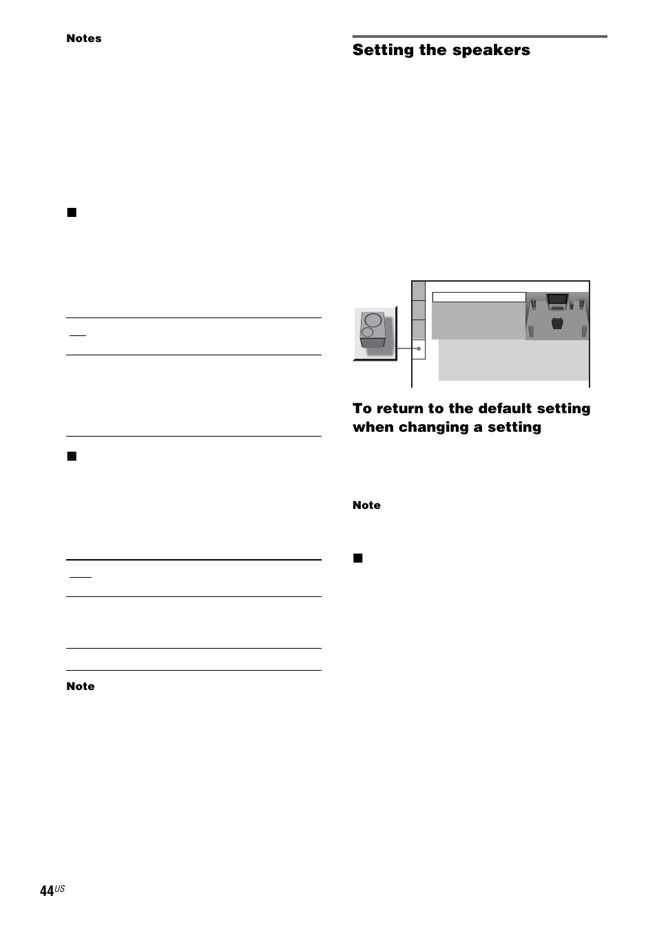 Setting the speakers, Speaker setup | Sony FST-ZX100D User Manual | Page 44 / 96