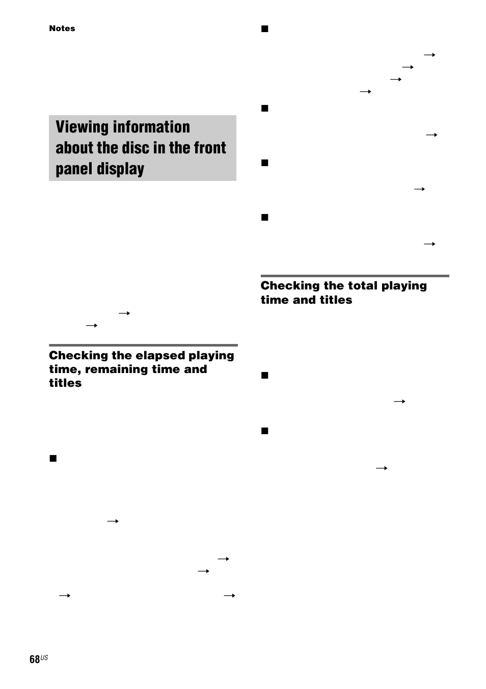Viewing information about the disc, In the front panel display, Checking the total playing time and titles | Sony FST-ZX100D User Manual | Page 68 / 96