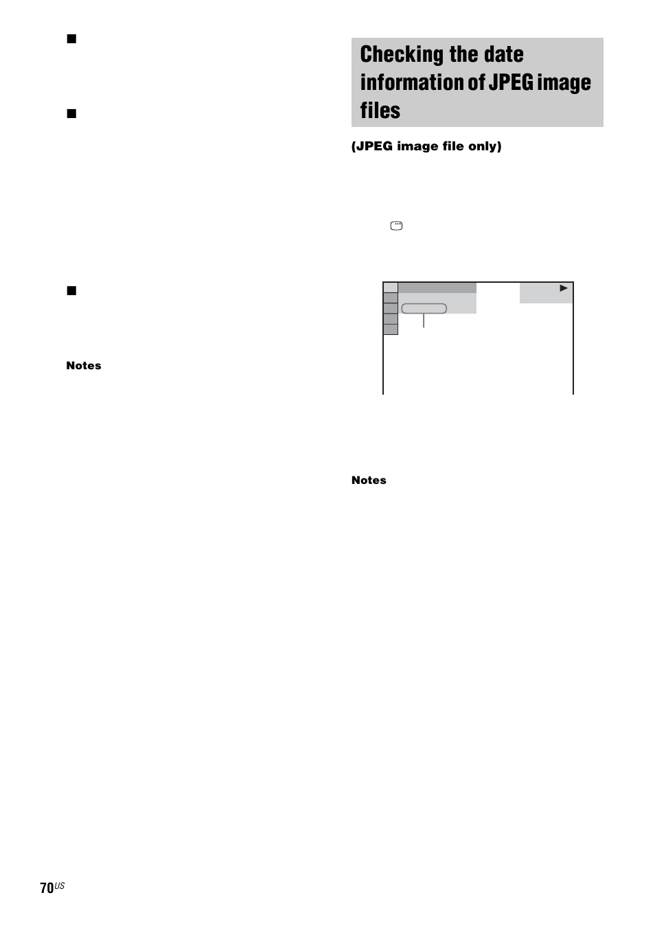 Checking the date information of jpeg image files, Checking the date information of, Jpeg image files | Sony FST-ZX100D User Manual | Page 70 / 96