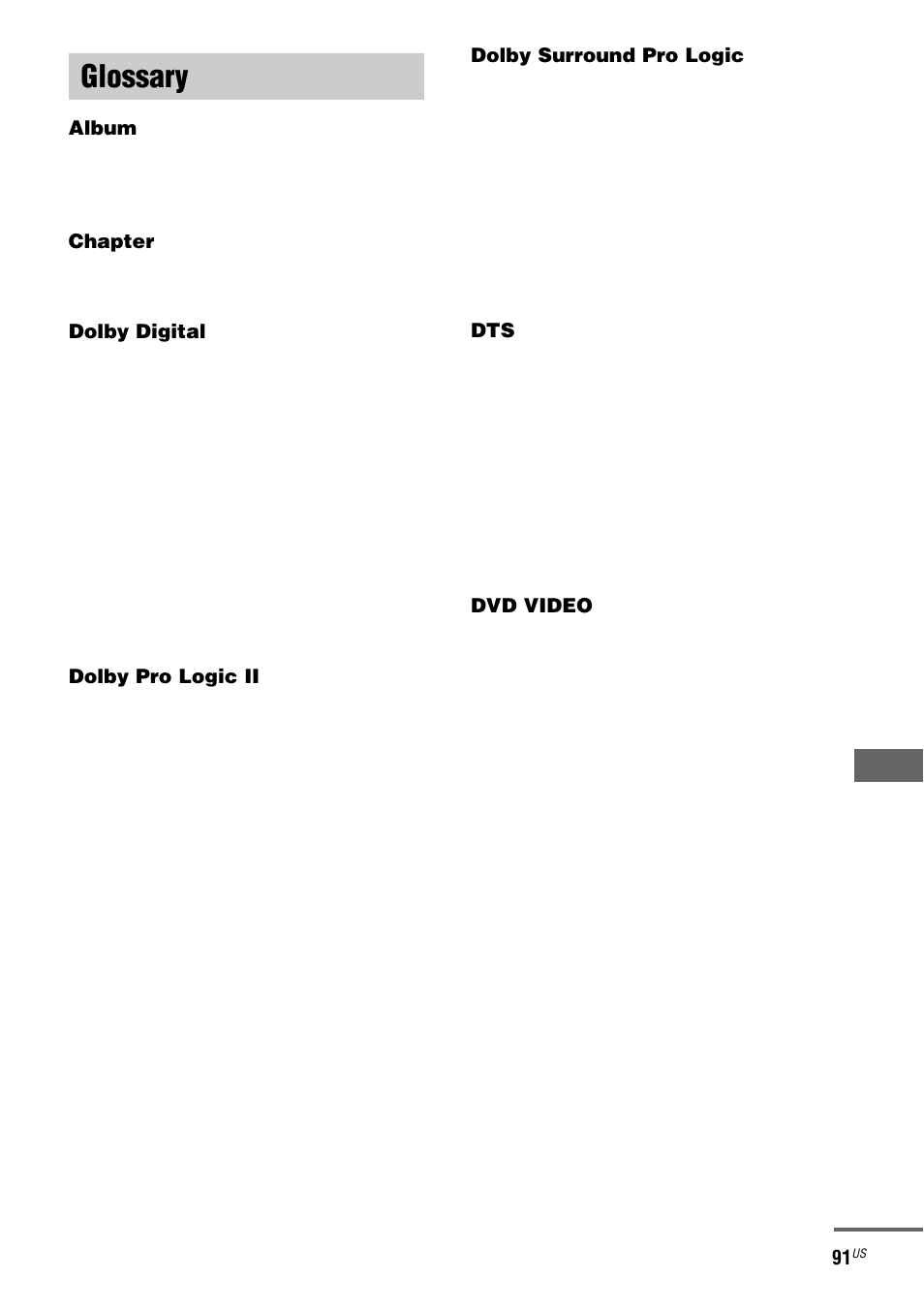 Glossary | Sony FST-ZX100D User Manual | Page 91 / 96