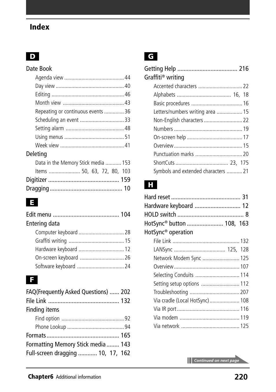 Index | Sony CLIE PEG-NR70V/U User Manual | Page 220 / 224