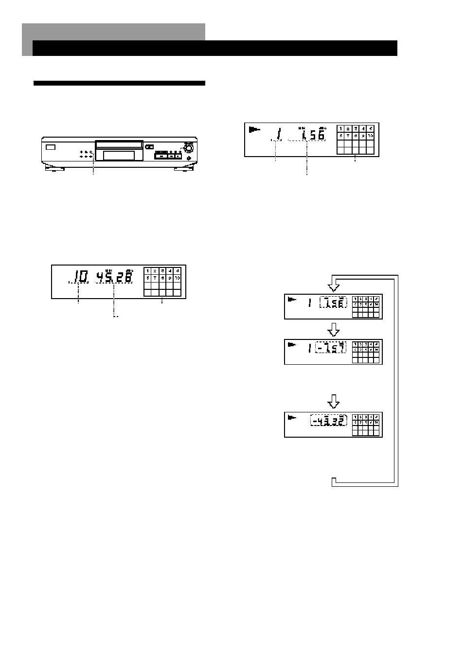 Using the display, Playing cds, Display information while playing a disc | Checking the remaining time | Sony CDP-XE500 User Manual | Page 7 / 16
