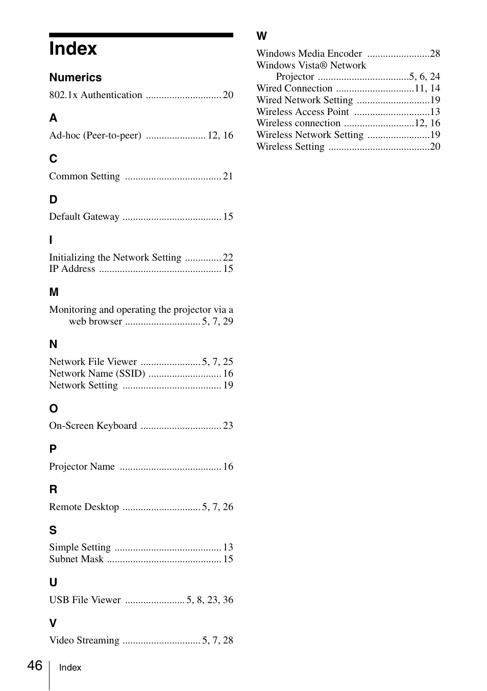 Index | Sony 4-125-572-12 (1) User Manual | Page 46 / 47