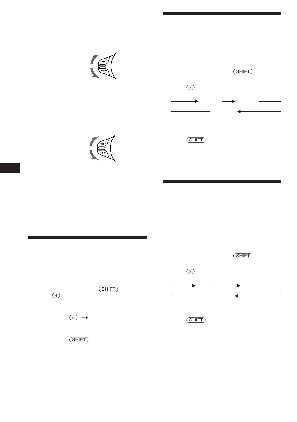 Playing tracks repeatedly, Playing tracks in random order, Scanning the tracks | Sony CDX-C780 User Manual | Page 20 / 40