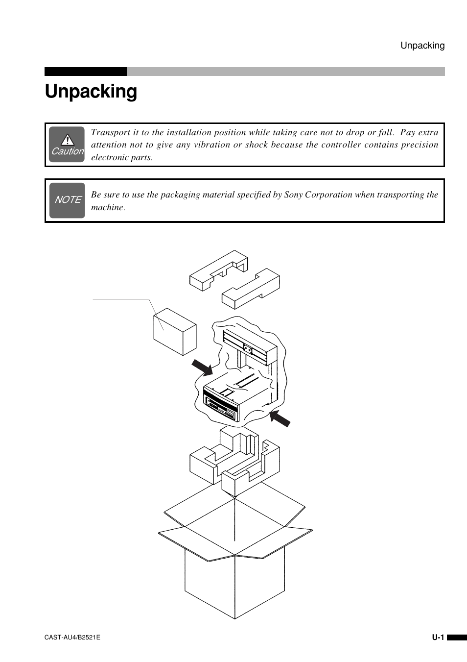 Unpacking | Sony B2521E User Manual | Page 12 / 65