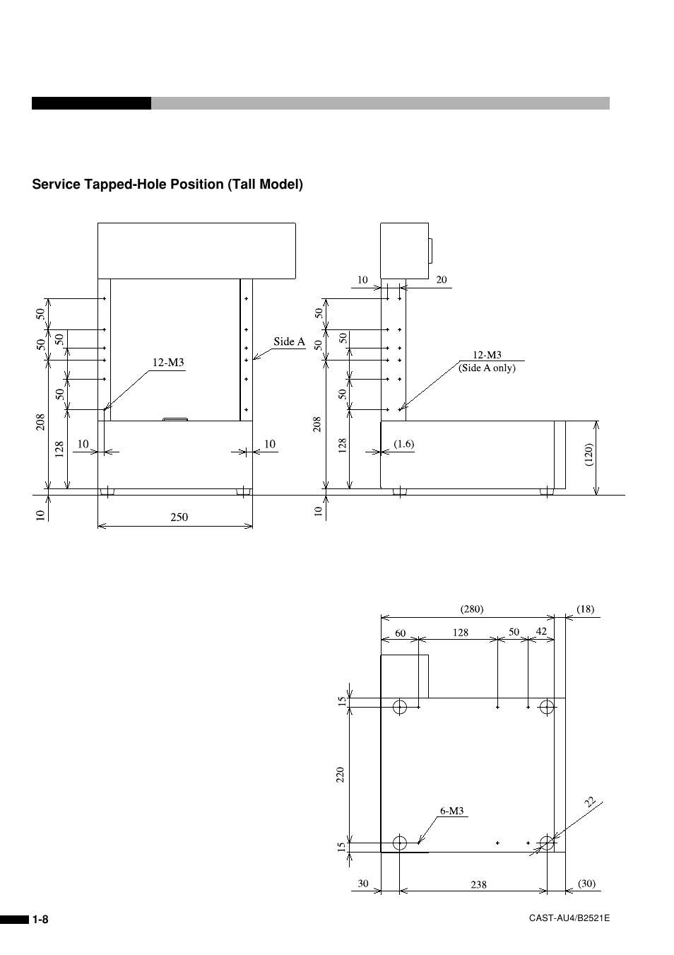 Service tapped-hole position (tall model) | Sony B2521E User Manual | Page 21 / 65