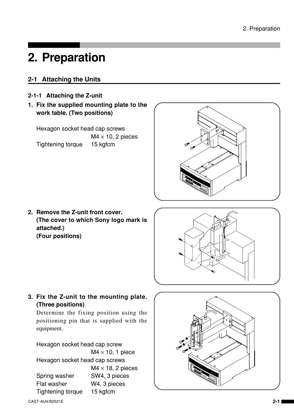 Preparation | Sony B2521E User Manual | Page 24 / 65