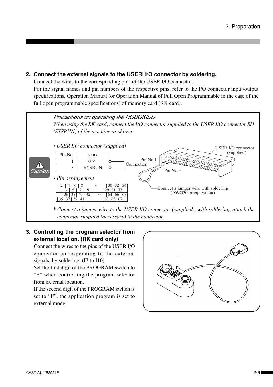 Precautions on operating the robokids, Caution | Sony B2521E User Manual | Page 32 / 65