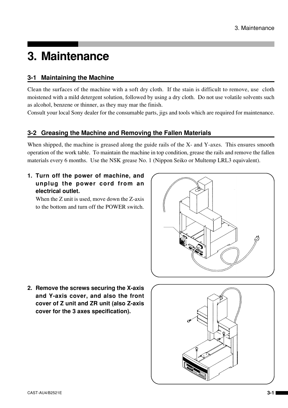 Maintenance | Sony B2521E User Manual | Page 38 / 65