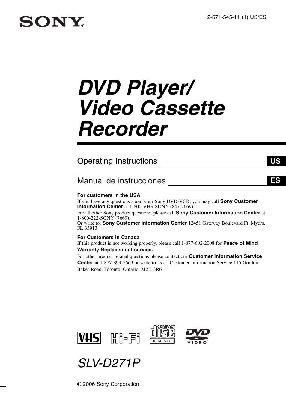 Sony SLV-D271PDVD User Manual | 132 pages