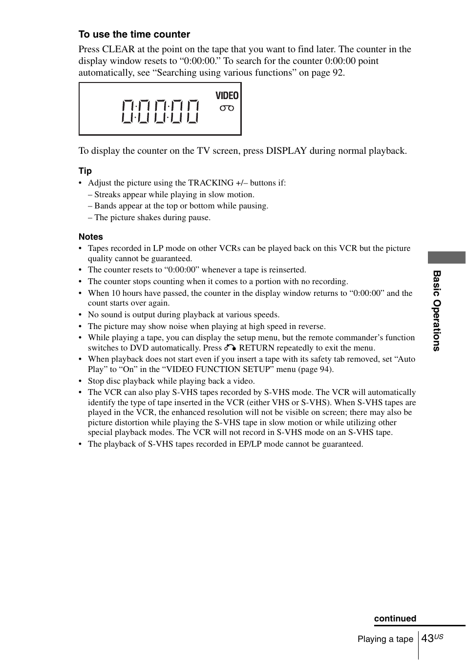 Sony SLV-D271PDVD User Manual | Page 43 / 132