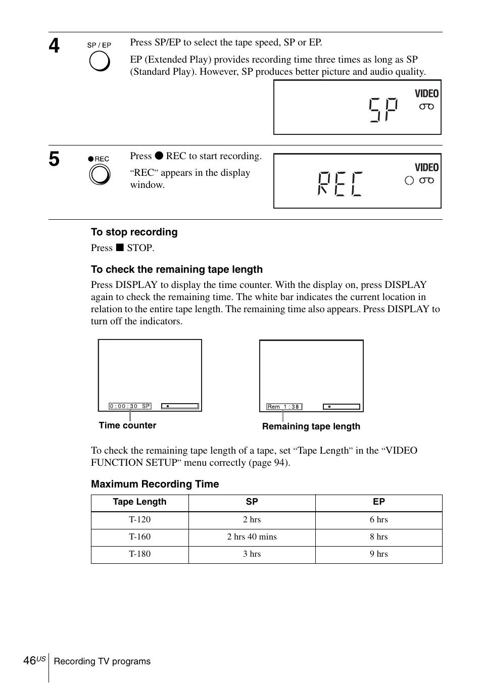 Sony SLV-D271PDVD User Manual | Page 46 / 132