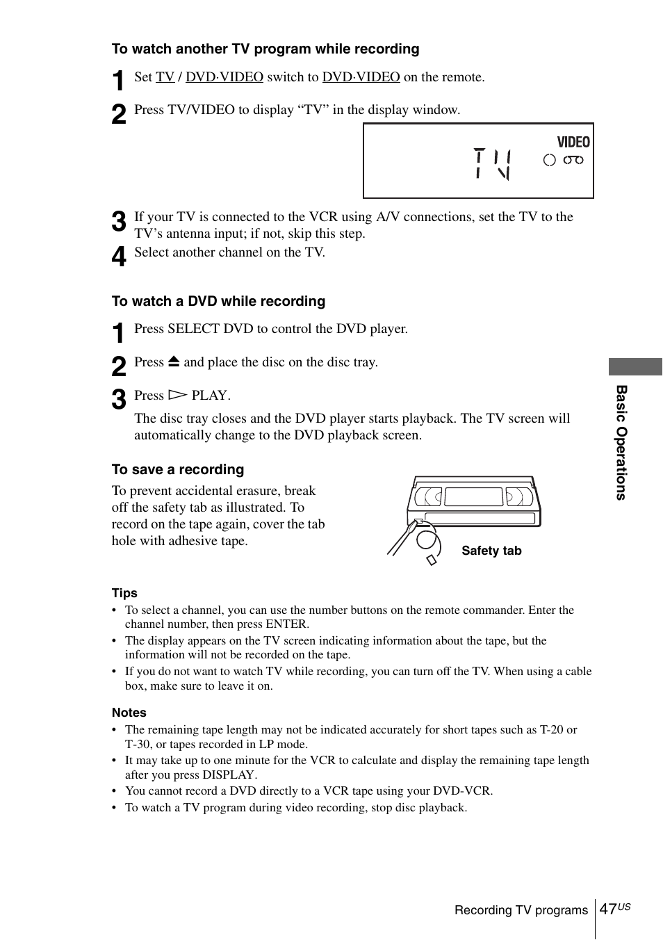 Sony SLV-D271PDVD User Manual | Page 47 / 132