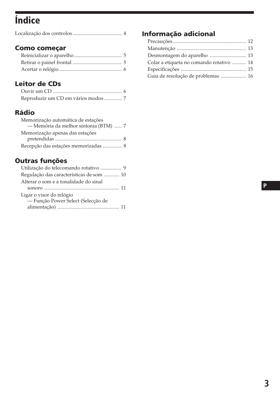 Índice | Sony CDX-3180 User Manual | Page 35 / 68