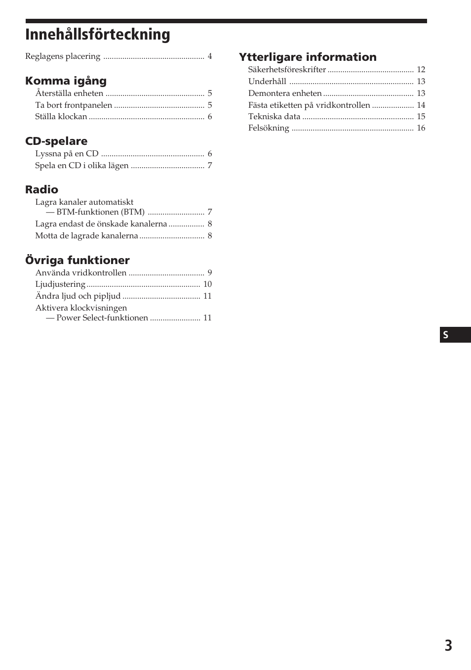 Innehållsförteckning | Sony CDX-3180 User Manual | Page 51 / 68
