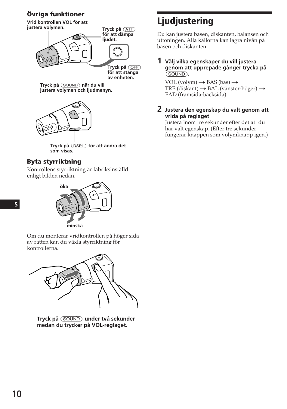 Ljudjustering | Sony CDX-3180 User Manual | Page 58 / 68