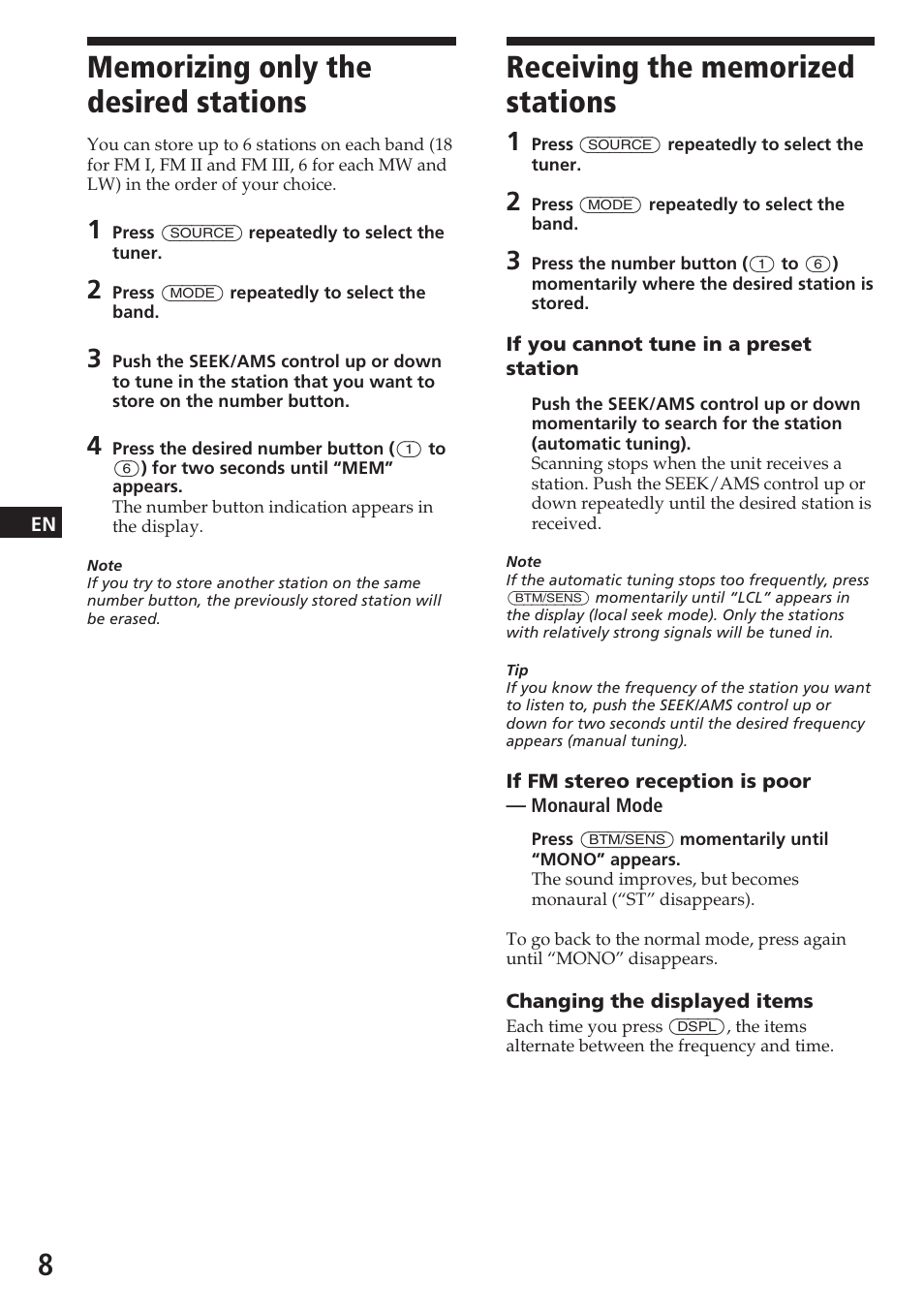 Sony CDX-3180 User Manual | Page 8 / 68