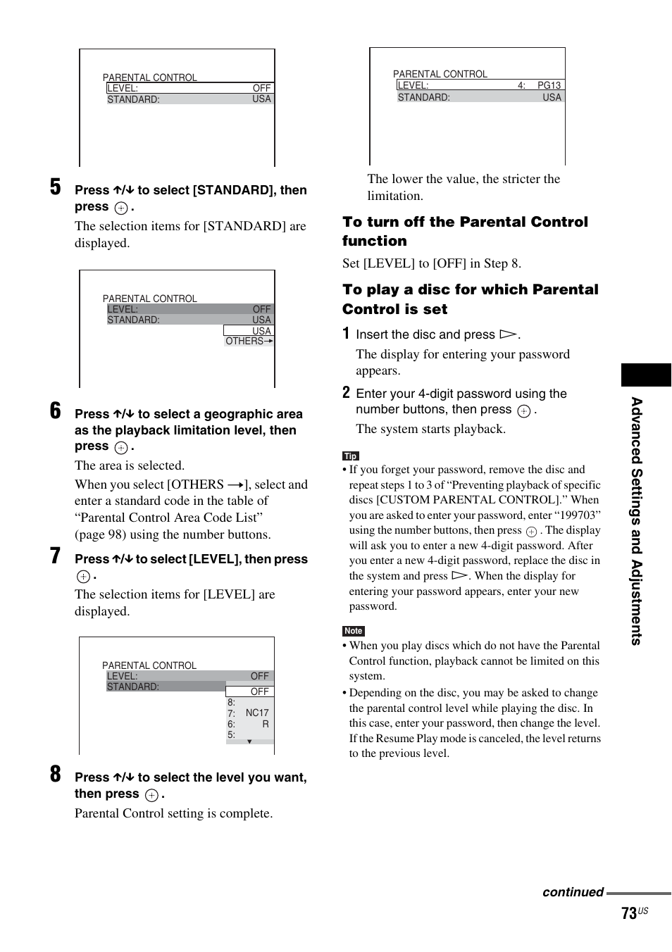 Sony DAV-FX900W User Manual | Page 73 / 112