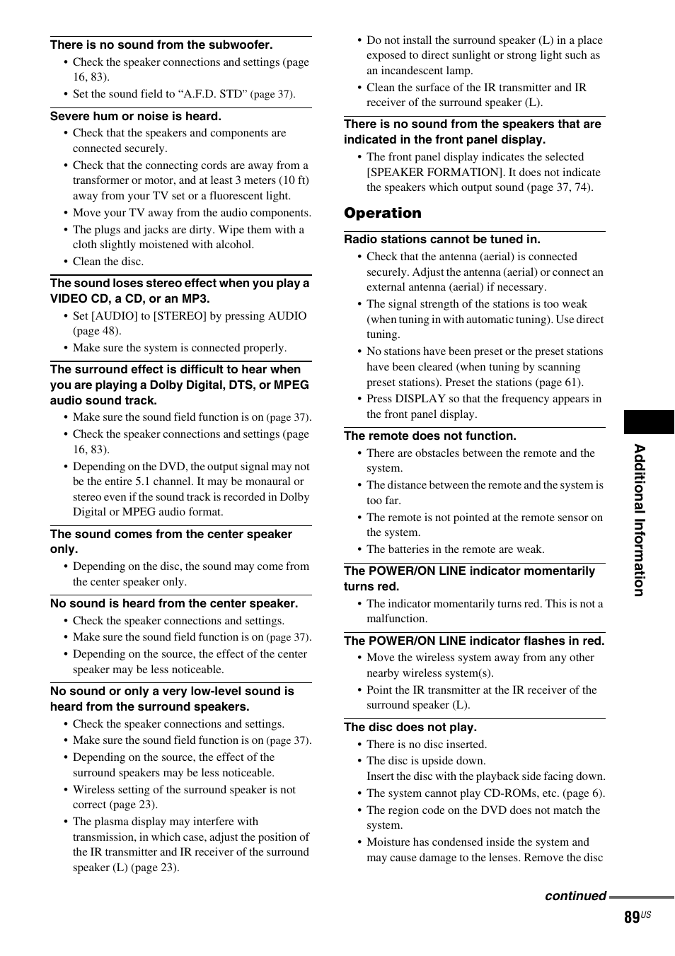 Sony DAV-FX900W User Manual | Page 89 / 112