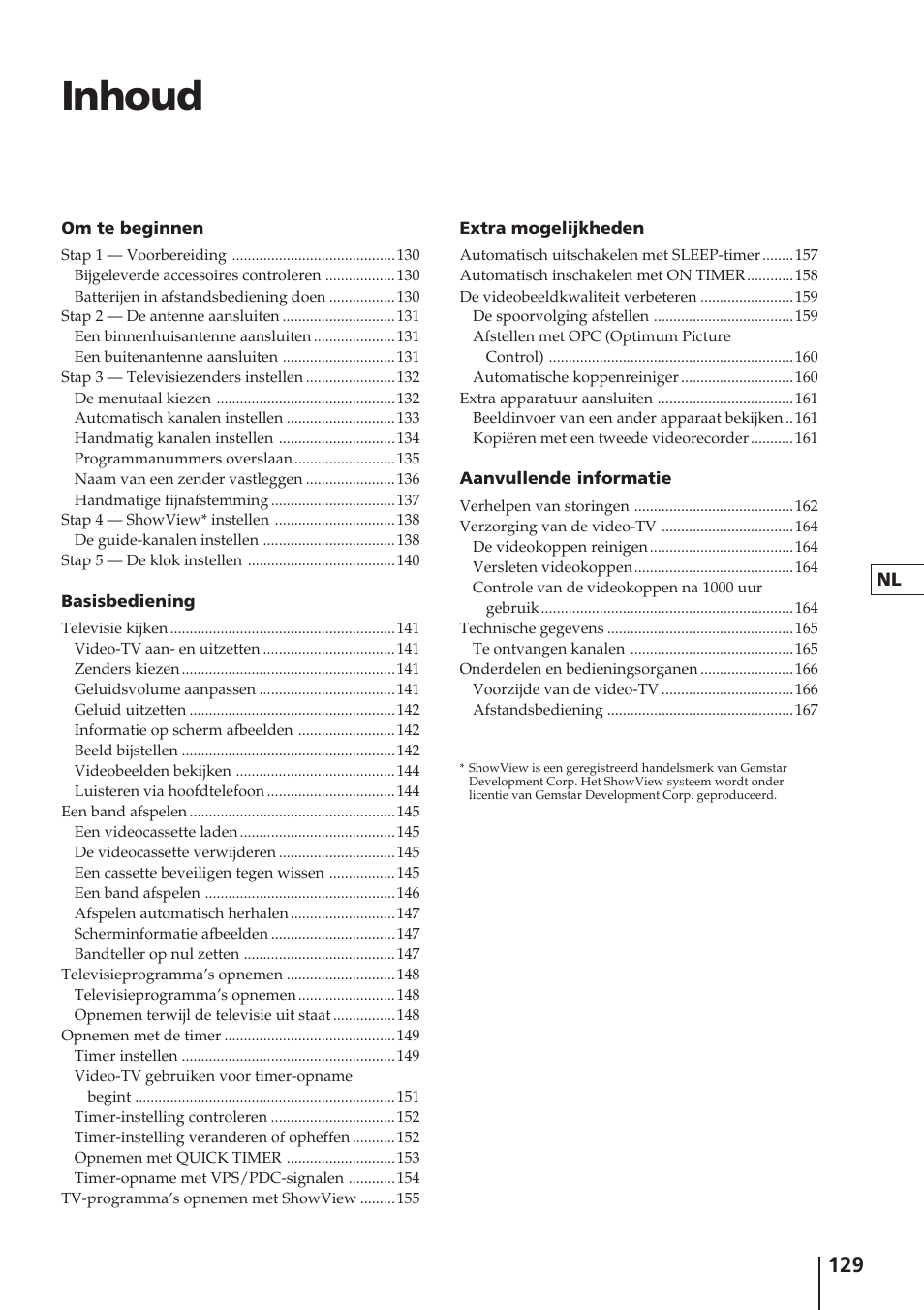 Inhoud | Sony Trinitron KV-14V4D User Manual | Page 129 / 210