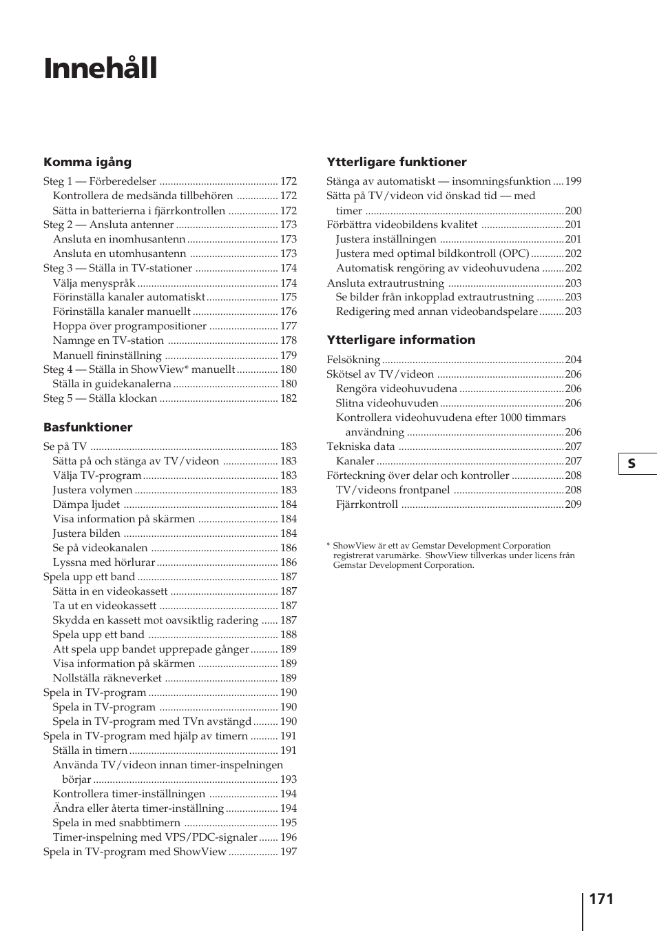 Innehåll | Sony Trinitron KV-14V4D User Manual | Page 171 / 210