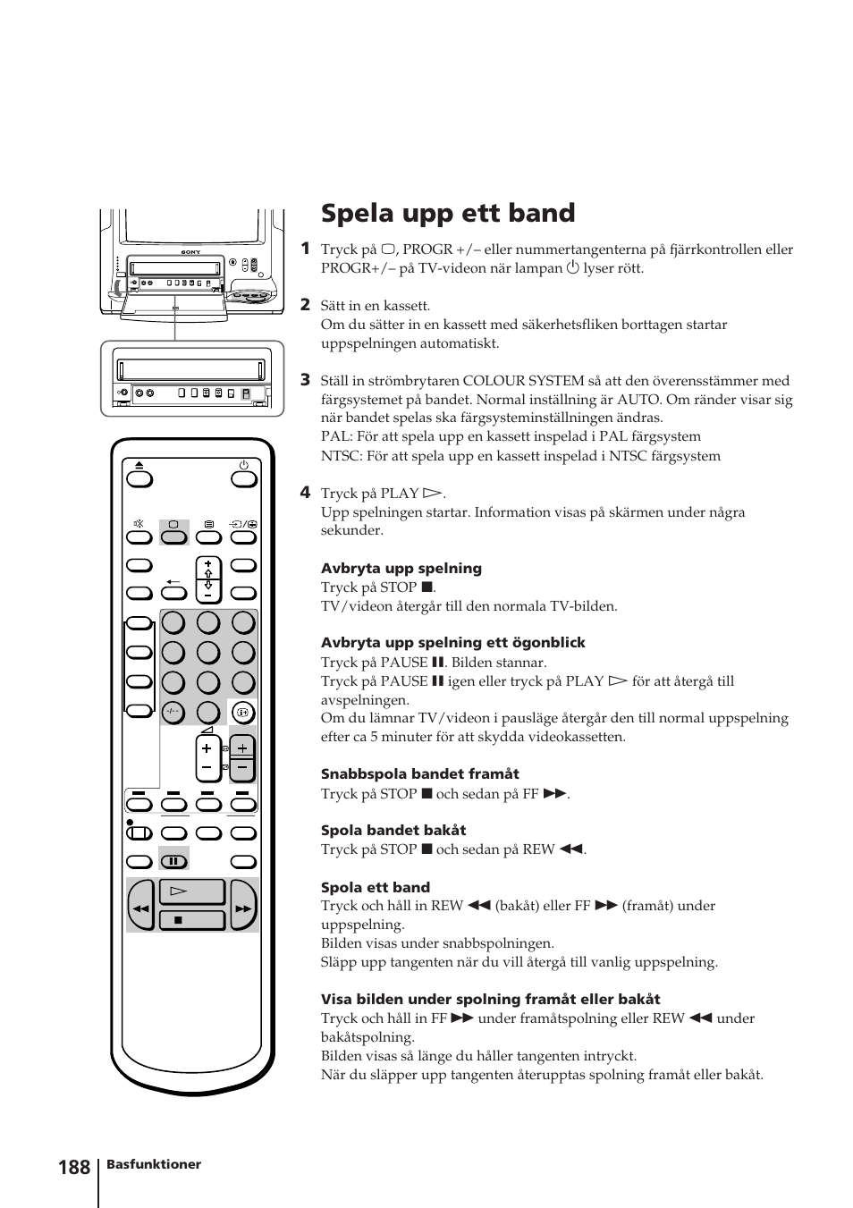 Spela upp ett band | Sony Trinitron KV-14V4D User Manual | Page 188 / 210
