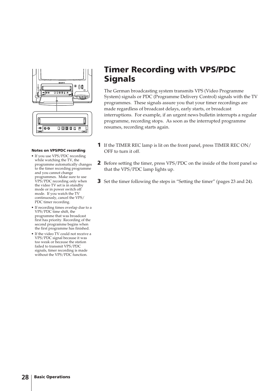 Timer recording with vps/pdc signals | Sony Trinitron KV-14V4D User Manual | Page 28 / 210