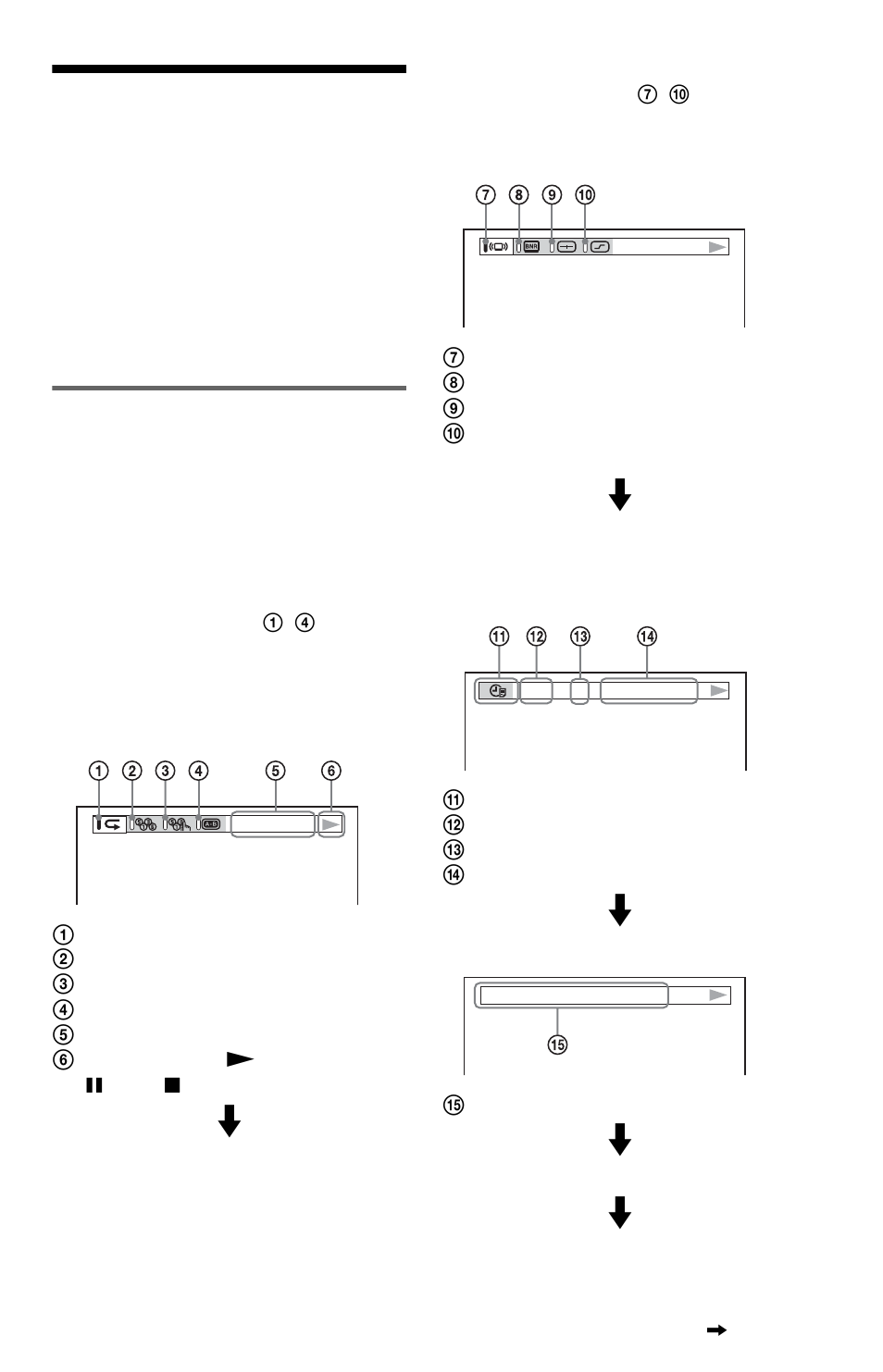 Guide to on-screen displays (control bar), Guide to on-screen displays, Displaying the control bar during playback | Sony DVP-NS415 User Manual | Page 13 / 72