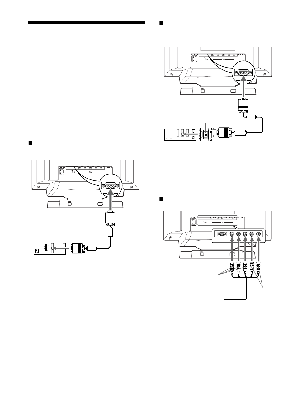 Installation, 1re étape: raccordez le moniteur à l’ordinateur, Xraccordement aux cinq connecteurs bnc | Sony GDM-F400T9 User Manual | Page 22 / 84