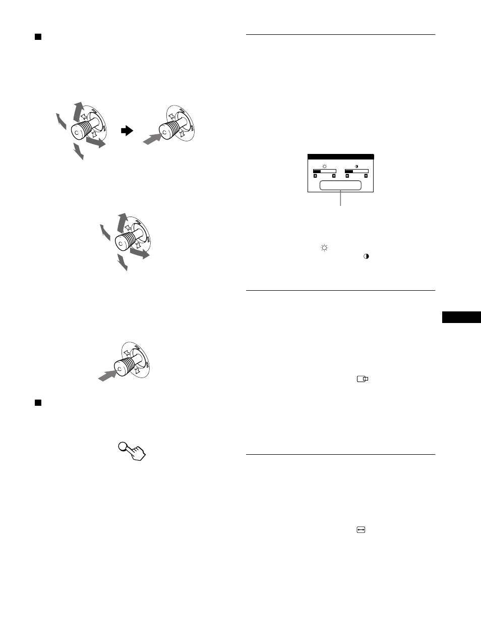 Einstellen von helligkeit und kontrast, Einstellen der zentrierung des bildes (bildlg), Einstellen der bildgröße (grösse) | Seite 11), E auf seite 11, Össe (seite 11) | Sony GDM-F400T9 User Manual | Page 43 / 84