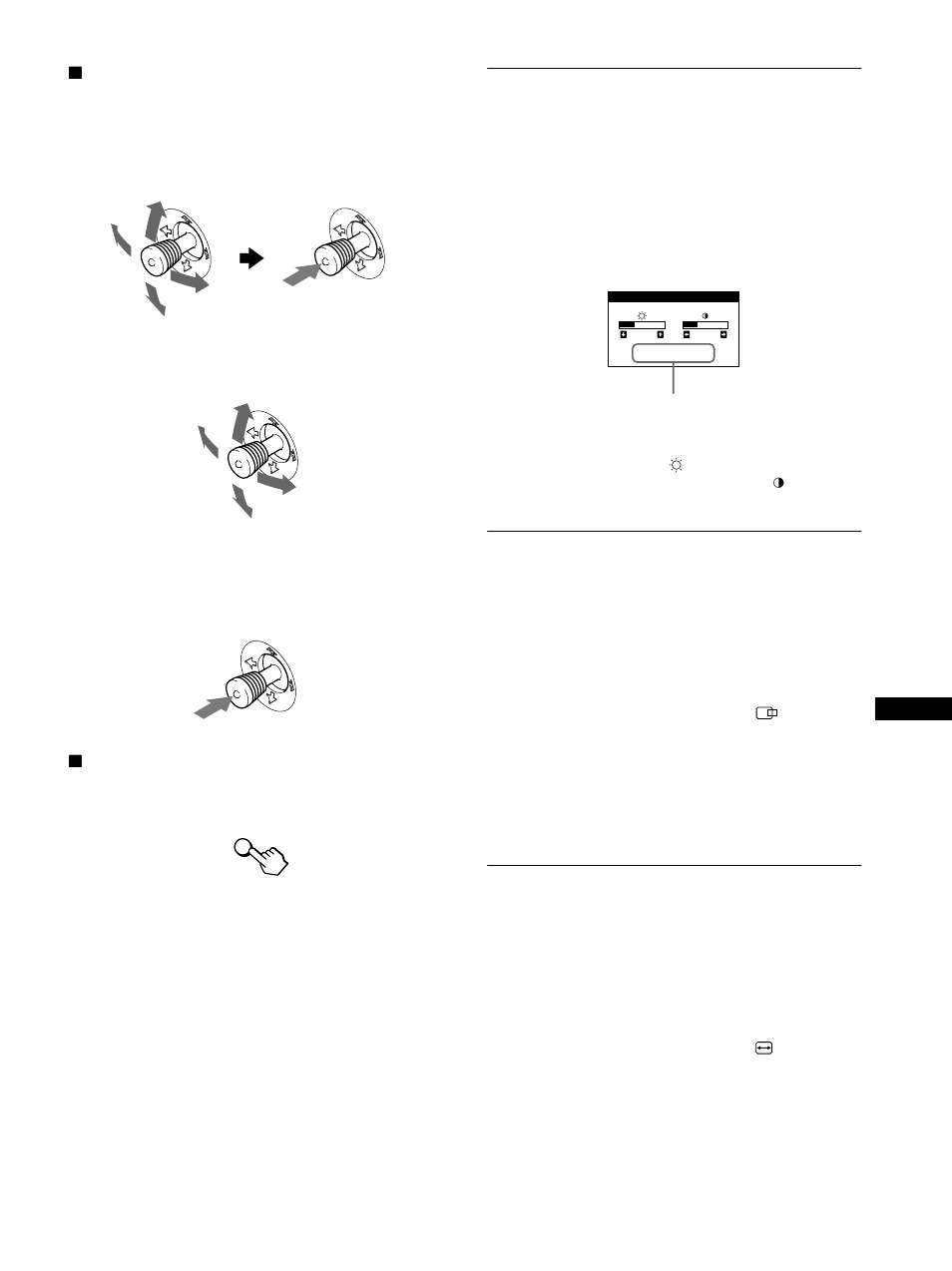 Regolazione della luminosità e del contrasto, Regolazione della centratura dell’immagine (centr) | Sony GDM-F400T9 User Manual | Page 75 / 84