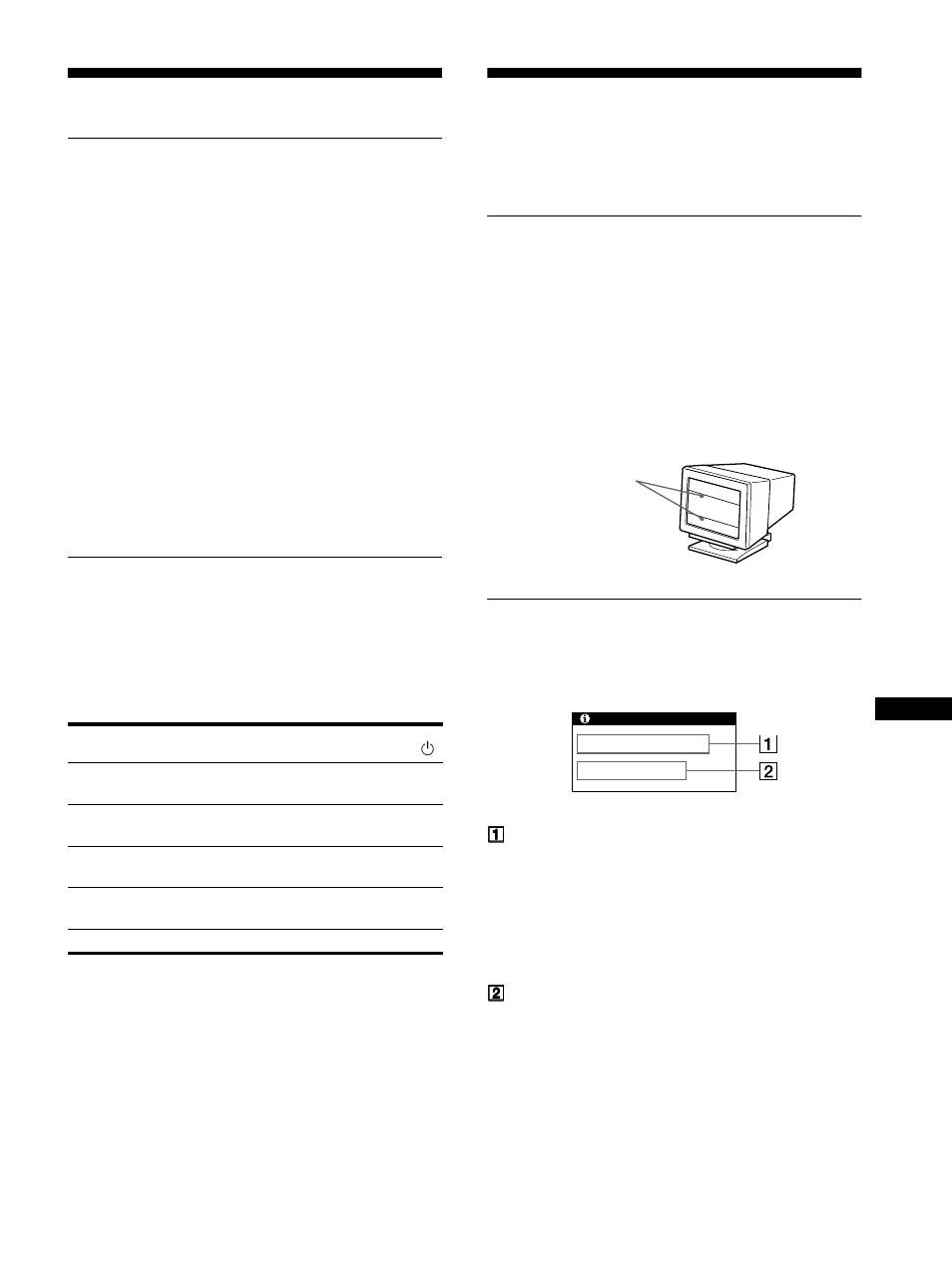 Caratteristiche tecniche, Modo preimpostato e modo utente, Funzione di risparmio energetico | Guida alla soluzione dei problemi, Messaggi a schermo | Sony GDM-F400T9 User Manual | Page 79 / 84