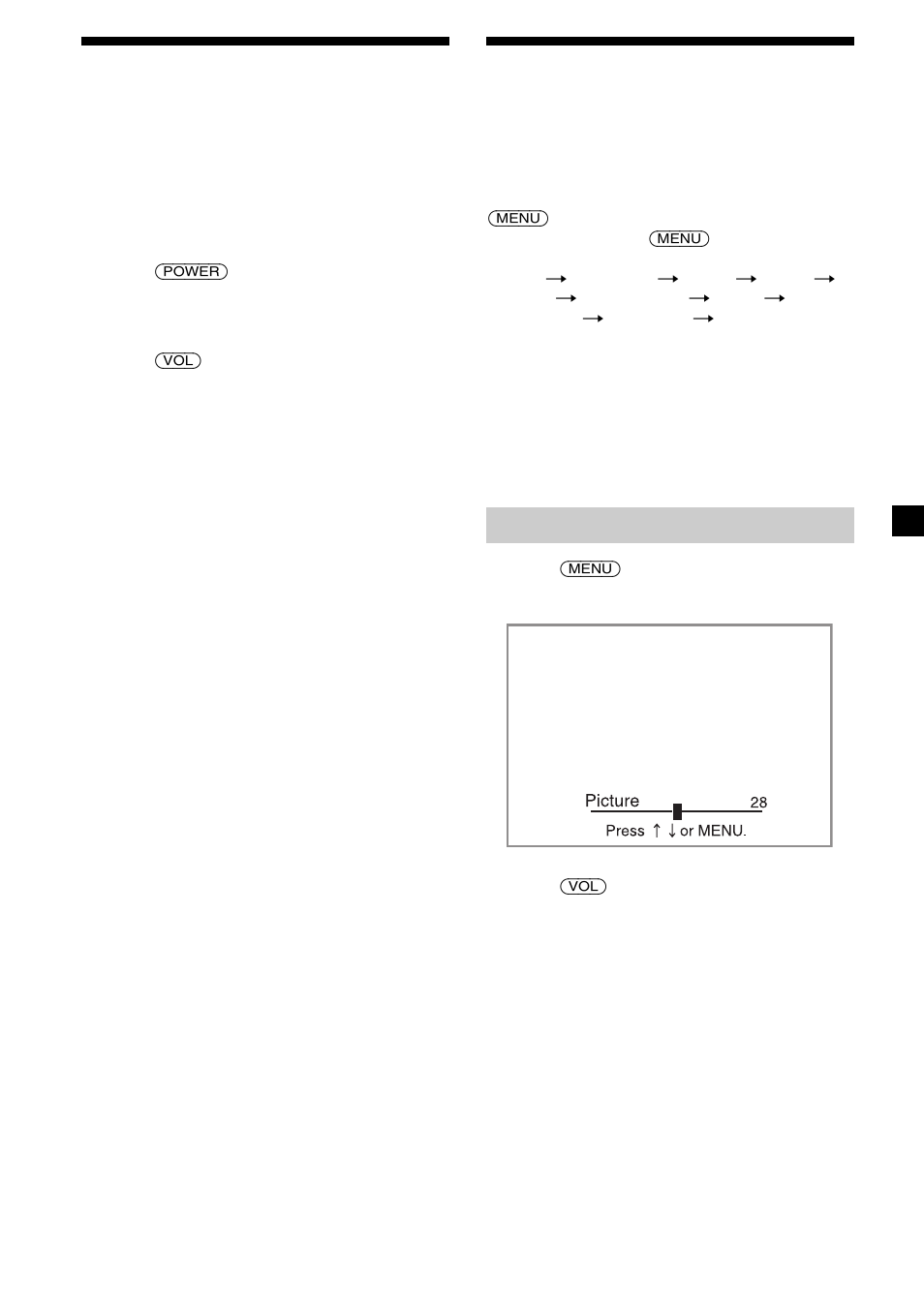 Settings by using the menu button on the monitor, Adjusting the contrast | Sony MV-65ST User Manual | Page 27 / 112