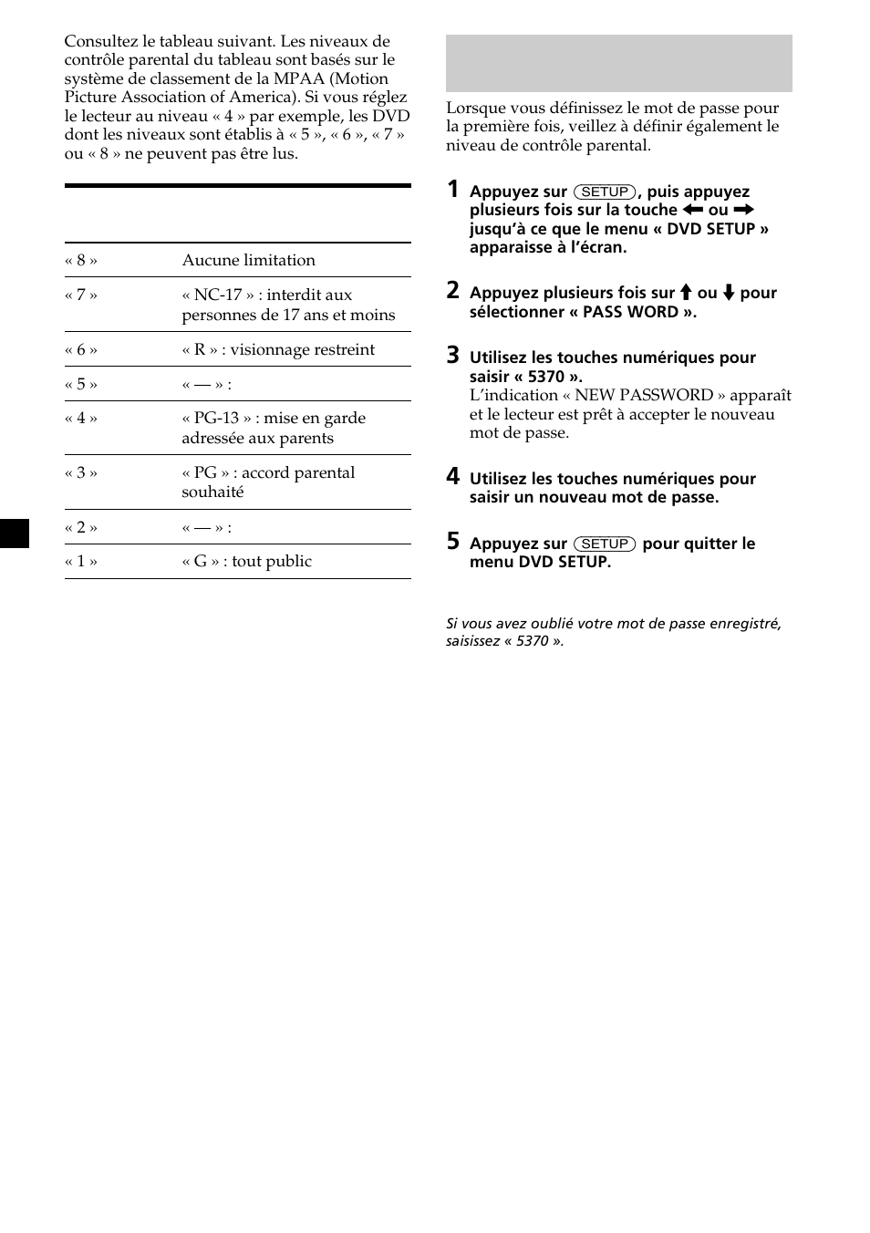 Réglage du mot de passe — pass word | Sony MV-65ST User Manual | Page 60 / 112
