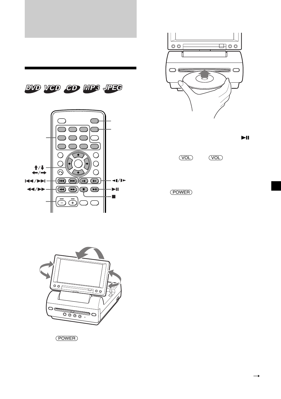 Diversas funciones de reproducción, Reproducción de discos, Para apagar la alimentación | Después de su uso, Nota sobre el uso del reproductor en el automóvil | Sony MV-65ST User Manual | Page 85 / 112